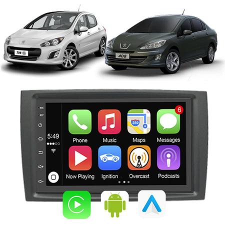 Imagem de Kit Multimidia CarPlay Android-Auto Peugeot 308 408 2012 A 2019 Comando Por Voz Siri Waze Tv
