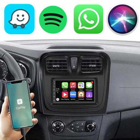 Imagem de Kit Multimidia Carplay Android Auto Sandero Logan 2015 A 2024 7" Comando Por Voz Siri Bluetooth Tv