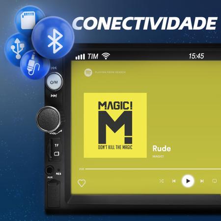 Imagem de kit multimidia mp5 com espelhamento ios e android botão fisico + moldura 7 polegadas + camera de ré