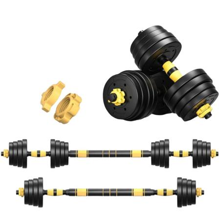 Imagem de Kit Musculação 3 em 1 Bonafit Amarelo e Preto 20kg 