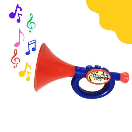 Imagem de Kit Musical Brinquedos Educativo C/5 Instrumentos Bumbo Violão Pandeiro Flauta Corneta Infantil
