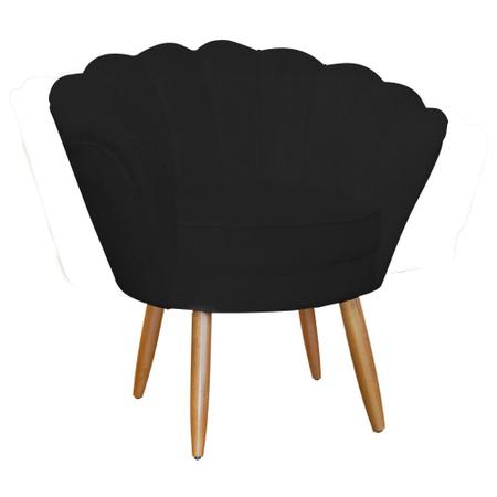 Imagem de Kit Namoradeira + 1 Poltrona Decorativa Pétala Suede Preto Pés Madeira Ms Decor