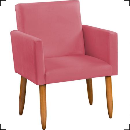 Imagem de Kit Namoradeira + 4 Poltronas Decorativas Nina Para Sala Suede Cores Pé Castanho