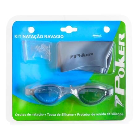 Imagem de Kit Natação Poker Touca + Óculos + Protetor Ouvido Navagio