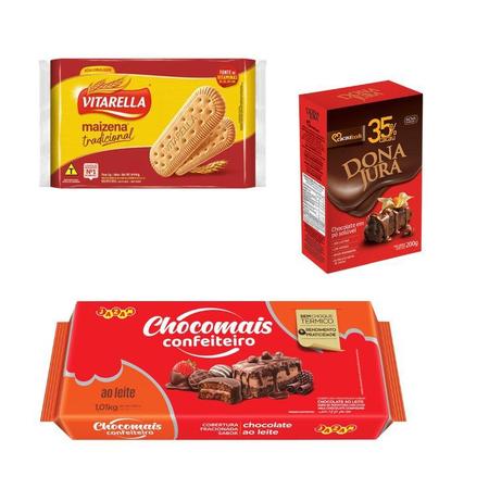 Imagem de Kit Natal Pavê Bolacha, Barra Chocolate ao Leite e em Pó 35%