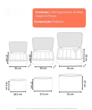 Imagem de Kit Necessaire 6 Peças Organizador De Bolsas Malas Viagem