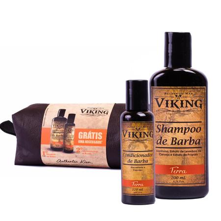 Imagem de Kit Necessaire Shampoo e Condicionador de Barba Viking Terra