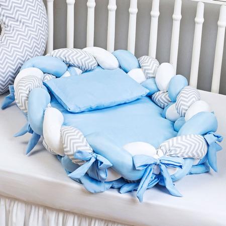 Almohadón para bebé Confecções Pingo de Gente Ninho Redutor Berço Bebê  Menino Nuvem Azul Bebê 2 Peças 
