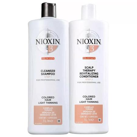 Kit Nioxin Hair System 3 Shampoo e Condicionador 1 Litro Imagem de Kit Nioxin Hair System 3 Shampoo e Condicionador 1 Litro