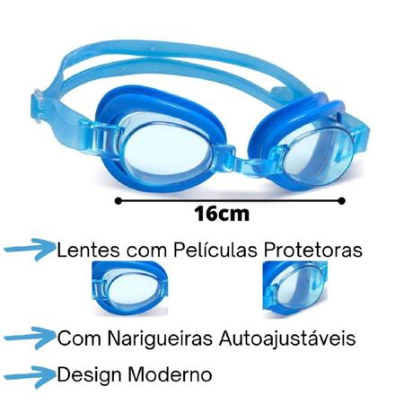 Imagem de Kit Óculos de Natação Mergulho Classic Jr + Touca Silicone + Protetor Ouvido Nariz