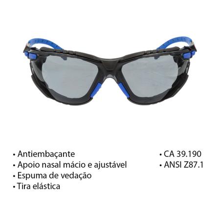 Imagem de Kit óculos de proteção lente cinza 3m solus 1000 Epi