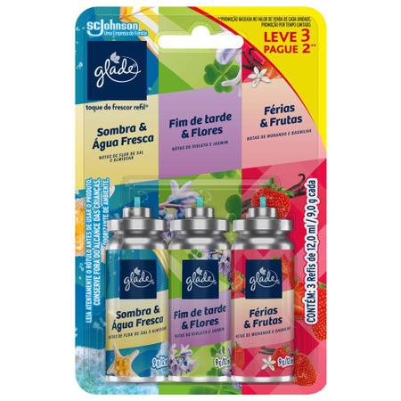 Imagem de Kit Odorizador de Ambiente Glade Toque de Frescor Refil 12ml com 3un