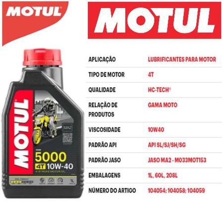 Imagem de Kit Óleo Motul 5000 4t 10w40 C/ 5 Litros Semissintético - MOTUL