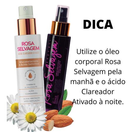 Imagem de Kit Óleo Rosa Selvagem + Loção Ácido Ativado Clareador Manchas Íntimo Axila Virilha Foliculite 100ml