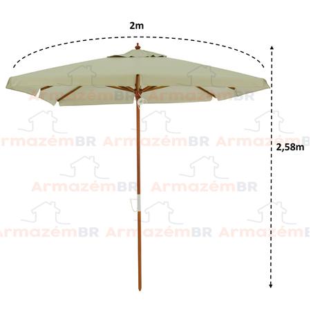 Imagem de Kit Ombrelone Madeira Quadrado 2x2m Sardenha Guarda Sol Sombreiro Bagum Bege Base Dobrável - Belfix