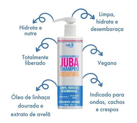 Imagem de Kit Ondulando A Juba 500ml + Shampoo Higienizando 500ml + Mousse 280ml + Máscara Hidro Nutritiva 500g Widi Care