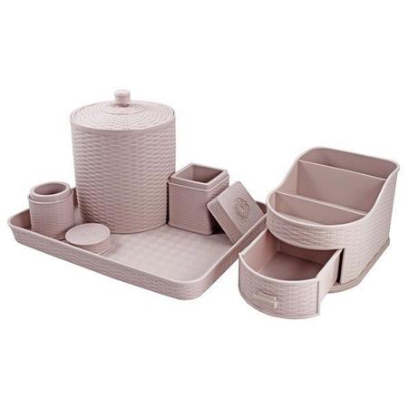 Imagem de Kit Organizador de 5 Peças (Rattan) AHX18682 - Jacki Design Cor:Rosa