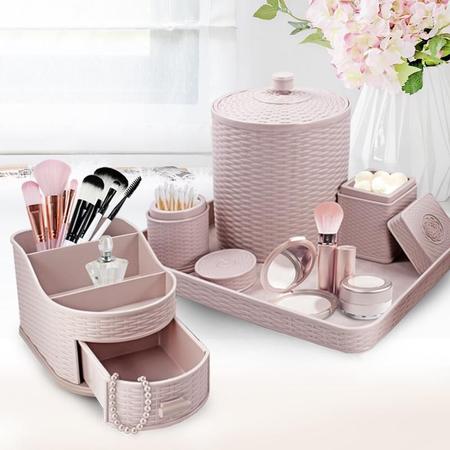 Imagem de Kit Organizador de 5 Peças (Rattan) AHX18682 - Jacki Design Cor:Rosa