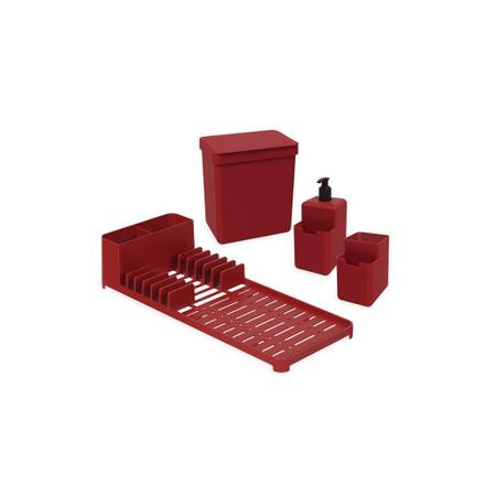 Imagem de Kit Organizador De Pia 4 Peças Single Vermelho Coza Brinox