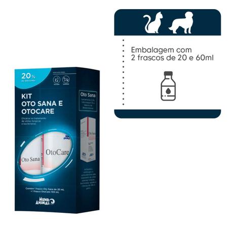 Imagem de Kit Oto Sana e Otocare Tratamento de Otites Cães e Gatos