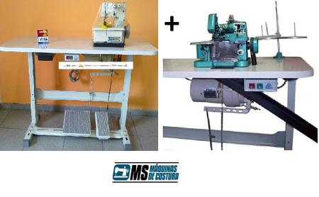 Imagem de Kit Overloque+Galoneira Semi-Industriais c/ Motor+Mesa