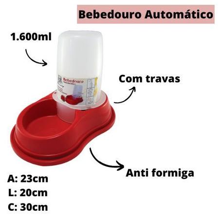 Imagem de Kit p/ gato bandeja sanitária + comedor/ bebedor vermelho