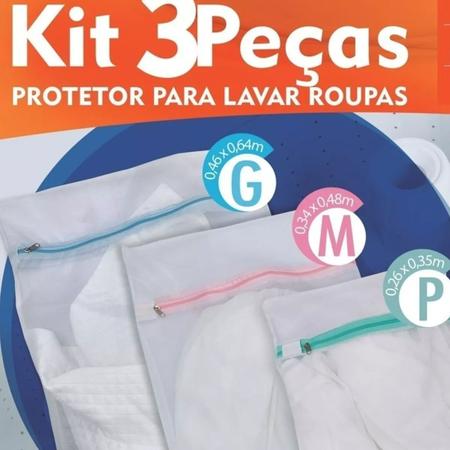 Imagem de Kit P M G Sacos Lavar Roupa Intima Delicada Com Zíper 3 Pçs - Clink