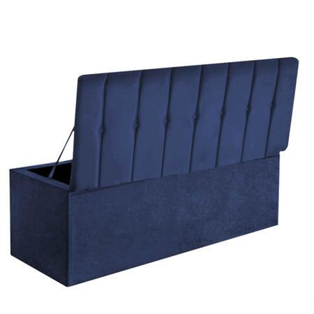 Kit Painel Cabeceira Estofada e Calçadeira Baú Recamier Kiara 90cm Solteiro Suede Azul Marinho - Ahz Móveis - AHAZZO MÓVEIS Imagem de Kit Painel Cabeceira Estofada e Calçadeira Baú Recamier Kiara 90cm Solteiro Suede Azul Marinho - Ahz Móveis