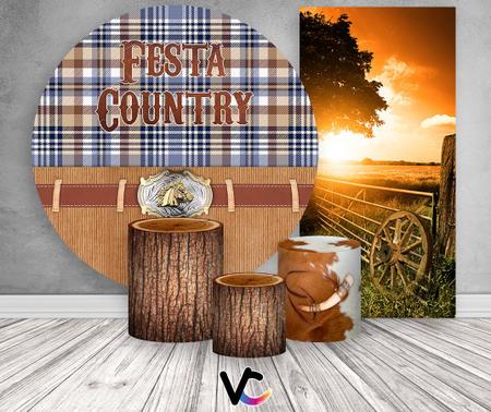 Kit Painel De Festa + Trio Capa Cilindro + Faixa Veste Fácil - Festa Rodeio Country 002 - Via Cores Imagem de Kit Painel De Festa + Trio Capa Cilindro + Faixa Veste Fácil - Festa Rodeio Country 002