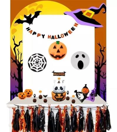 Imagem de Kit Painel Decorativo 3d Auto Relevo Halloween 3 Peças Festa