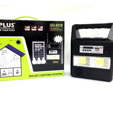 Imagem de Kit Painel Placa Solar E Bateria 3 Bulbo Led + Radio Usb Mp3