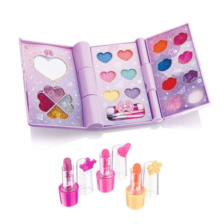 Imagem de Kit Paleta de Sombras C/ Gloss E Batom Teen Glow Maquiagem Make Up Infantil - Fenzza