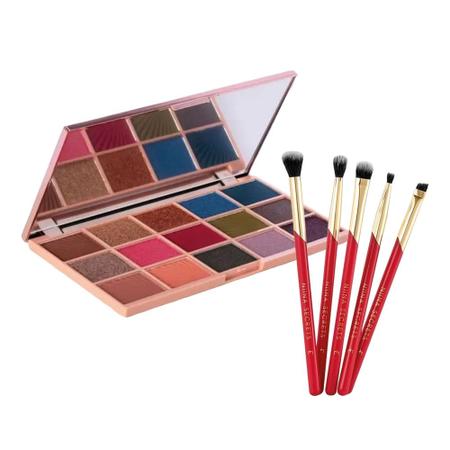 Imagem de Kit Paleta de Sombras Crystal 16,5g e 5 Pincéis para Olhos Niina Secrets  Eudora