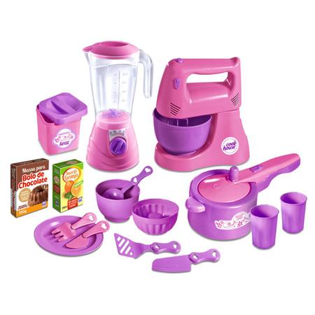 Imagem de Kit panelinhas de brinquedo show de cozinha rosa com acessorios divertidos 