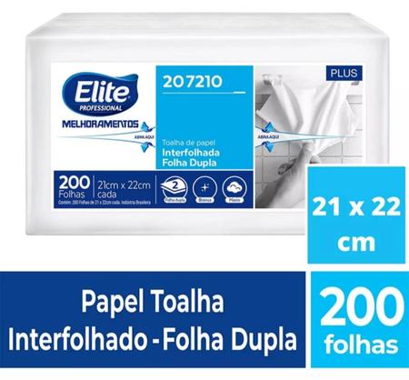 Imagem de Kit Papel Toalha Folha Dupla Interfolhado Elite Professional Plus 6 Pacotes com 200