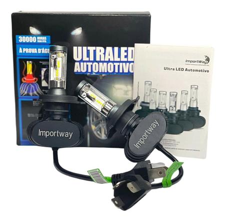 Imagem de Kit Par De Lâmpada Ultra Led Ultraled Encaixe H4 6000k 10000 Lumens Efeito Xenon Importway