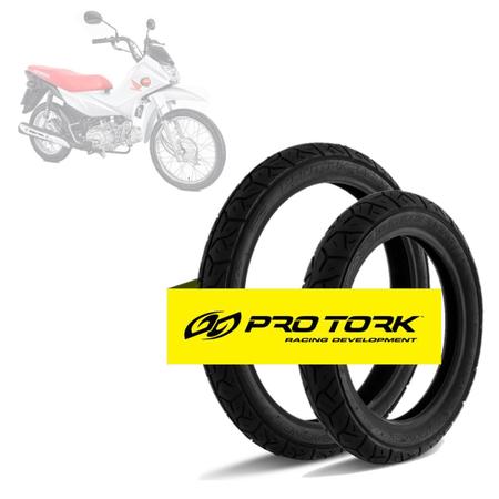 Imagem de Kit Par De Pneus Moto Diant/ Tras Honda Pop 100 110i Pro Tork
