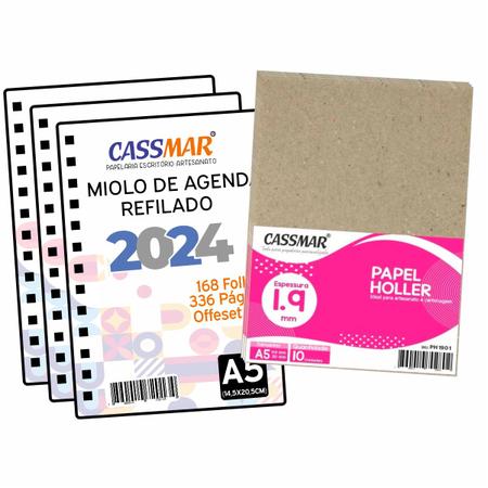 Imagem de Kit para agenda Refilado 2024 Miolo + Papel Holler 1.9mm 05 un