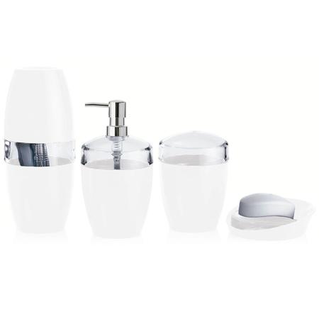 Imagem de Kit Para Banheiro 4 Peças Pia Bancada Sabonete Escova Dente Branco