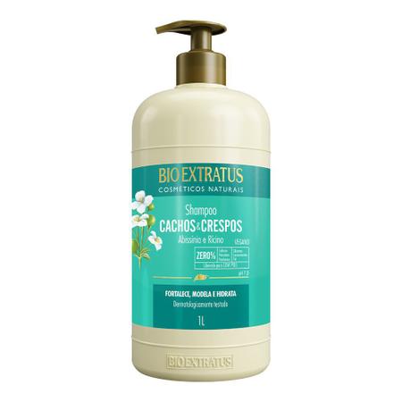 Imagem de Kit para cabelos cacheados - Cachos E Crespos Bio Extratus (Shampoo/Condicionador/Banho de Creme 1L + 2 Finalizador 500g)