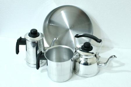 Imagem de Kit para Café com 4 peças em alumínio  polido (4006)(4011)(4037)(3003)