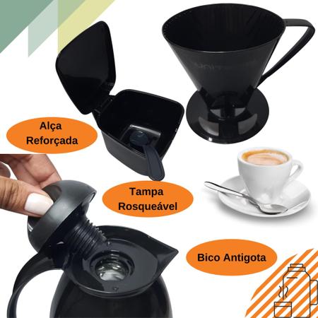 Garrafa Térmica Pampa Cinza + Suporte para Filtro Café n°103