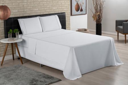 Imagem de Kit para cama casal padrão com 2 lençois e 2 fronhas 400 fios micropercal toque macio