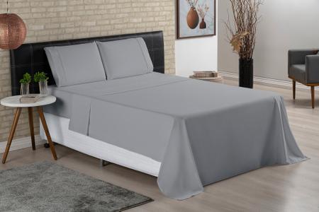 Imagem de Kit para cama casal padrão com 2 lençois e 2 fronhas 400 fios micropercal toque macio