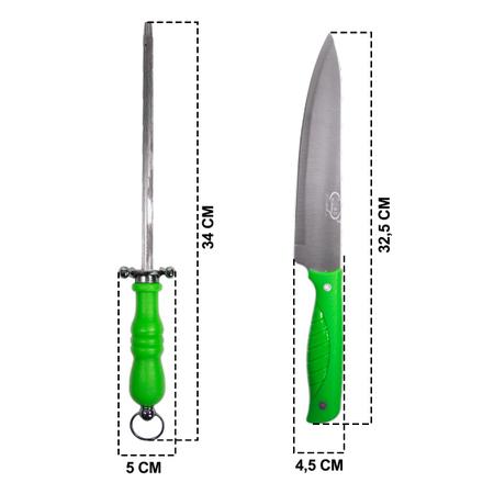 Imagem de Kit Para Churrasco Faca 8" Com Chaira Verde