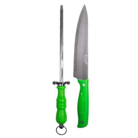 Kit Para Churrasco Faca 8" Com Chaira Verde - Idea Imagem de Kit Para Churrasco Faca 8" Com Chaira Verde