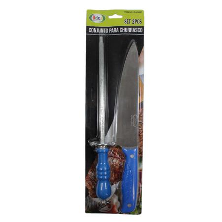 Kit Para Churrasco Faca 8" Com Chaira Verde - Idea Imagem de Kit Para Churrasco Faca 8" Com Chaira Verde