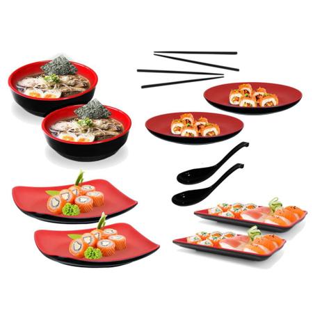 Jogo Dois Pares de Hashis Em Melamina Para Alimentos Macarrão Sushis Miojo  Arroz Japonês - Meu Canto Shop