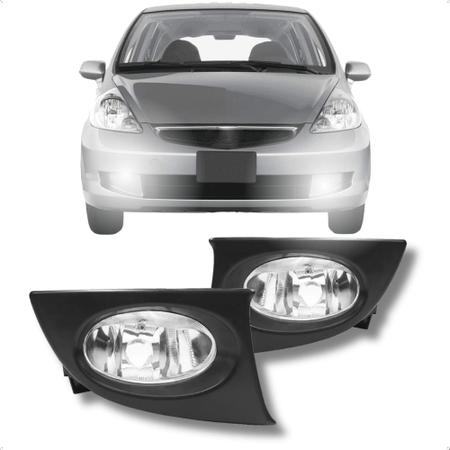 Imagem de Kit para Farol de Milha para Honda Fit 2007/2008 Lente de Vidro Moldura Preta Botão Modelo Original Suits - STS212HD