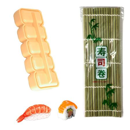 Imagem de Kit Para Fazer Sushi E Niguiri Em Casa Esteira Bambu Sudare + Forma
